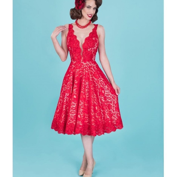 Tatyana Dresses & Skirts - Tatyana Estrella Red Lace Dress XL